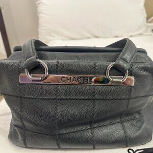 Authentic Chanel Square Quilt Lax Bowler Bag